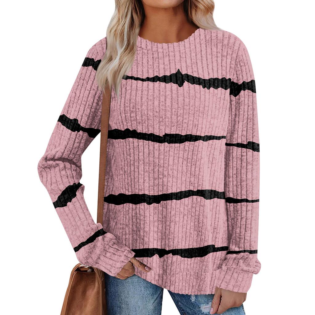 Women's Printed Lightweight Brushed-Cotton Round Neck Top