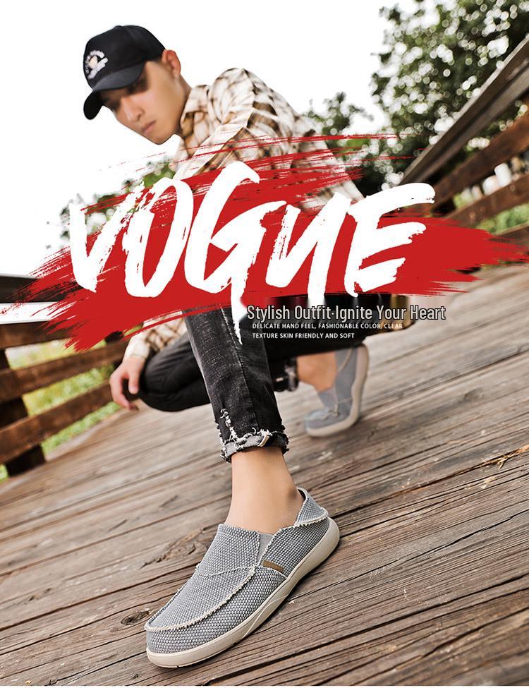 Men's Casual Lightweight Breathable Slip-On Canvas Loafers with Elastic Band