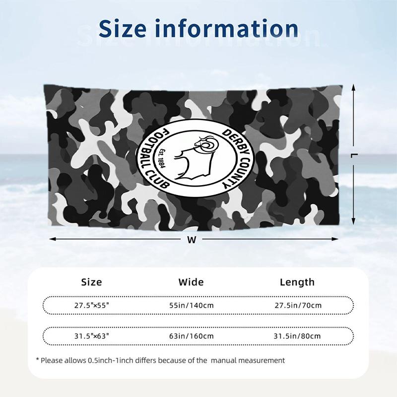 Toalla de Playa de Fútbol Derby County Suave Microfibra Toalla de Verano Secado Rápido Absorbente para Playa Piscina Viaje