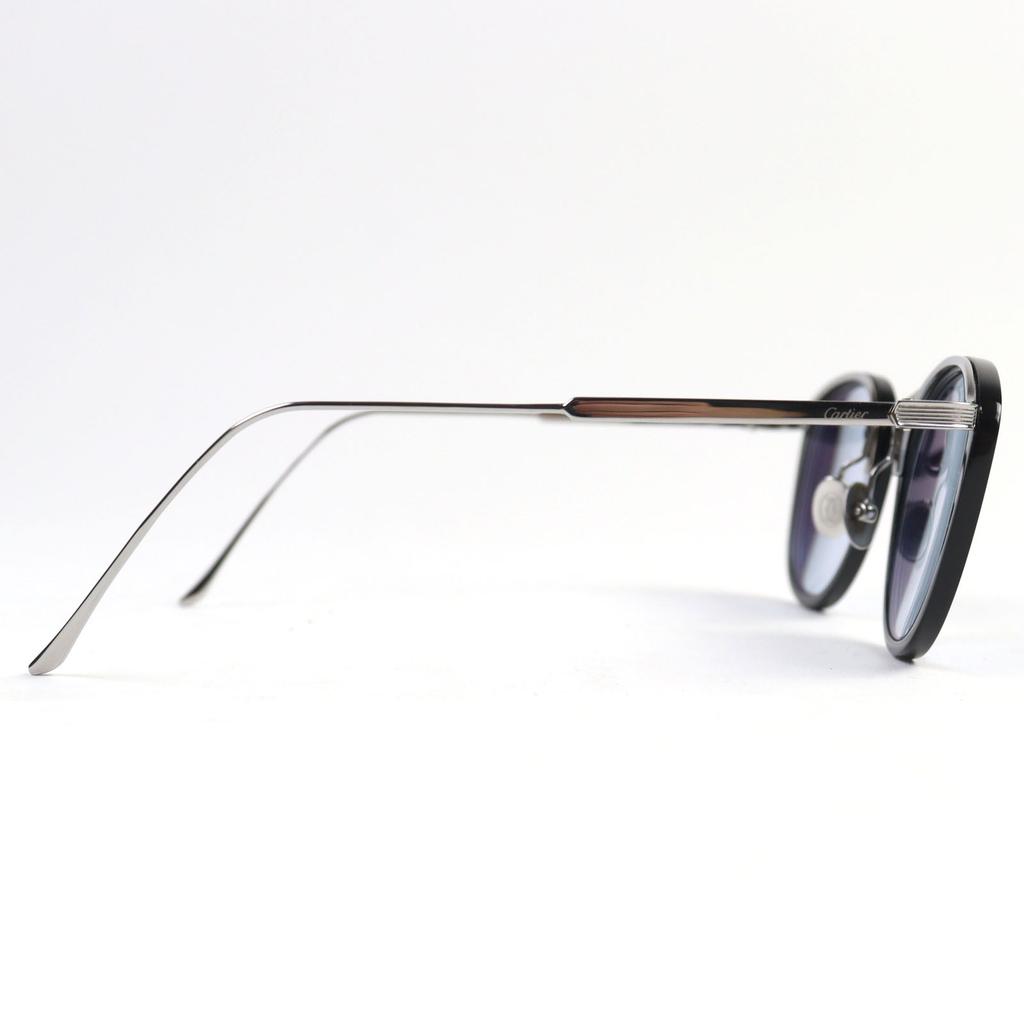 Excellent Cartier Sunglasses Signature C De Cartier Boston Shape Black Silver Men CT00200 Used