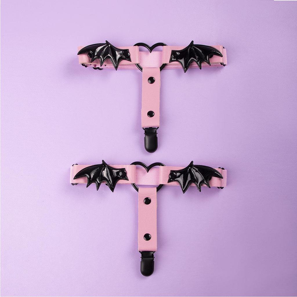 Bat Wing Love Socks Clip - Dark Punk Style Elastic Garter for Women