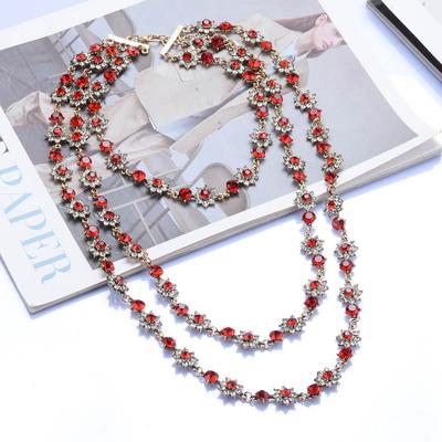 Farbe Bohemian Übertrieben Multi-Layer Super Flash Strass Edelstein Halskette Lange Pullover Kette Zubehör
