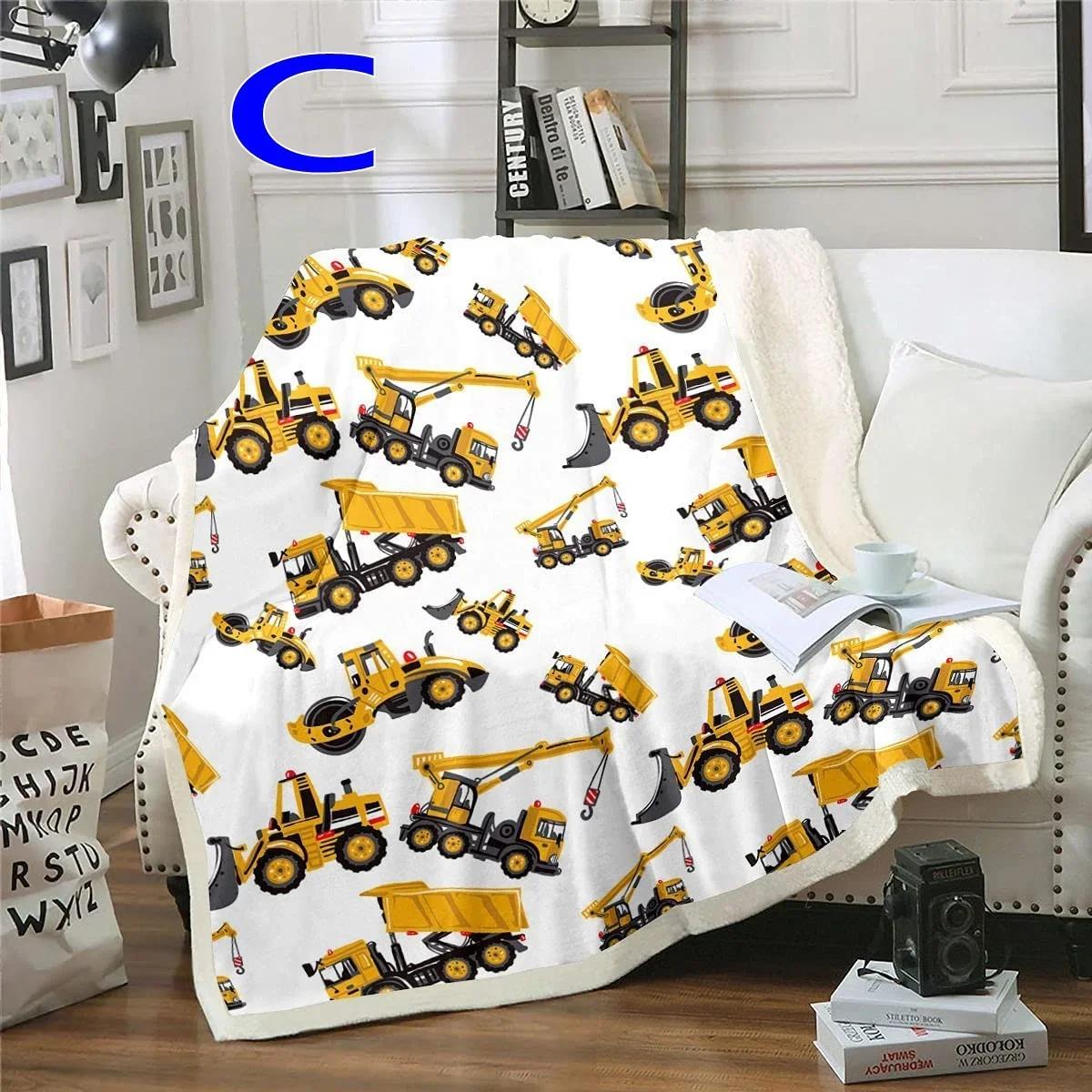 Excavators Flannel Blanket Equipment Trucks Blanket Construction Tractor Throw Blanket 75x90cm