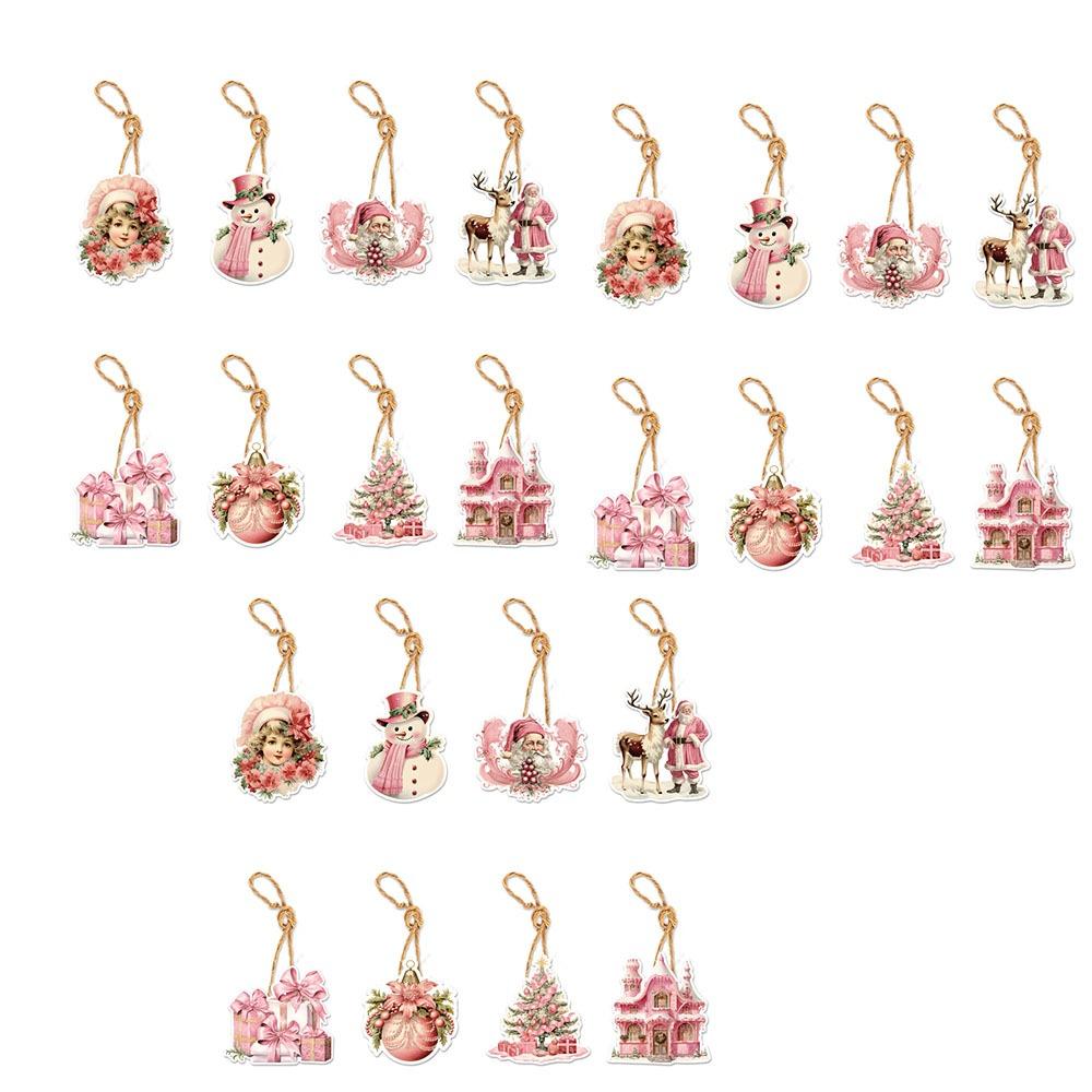 24pcs Santa Claus Christmas Tree Hanging Ornament Paper Christmas Tree Decoration Xmas Decor