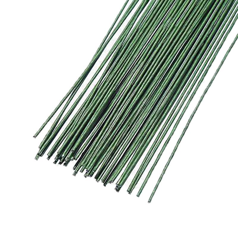 12Pcs Green Floral Tape Iron Wire Artificial Flower Stub Stem Diy Decor 60Cm