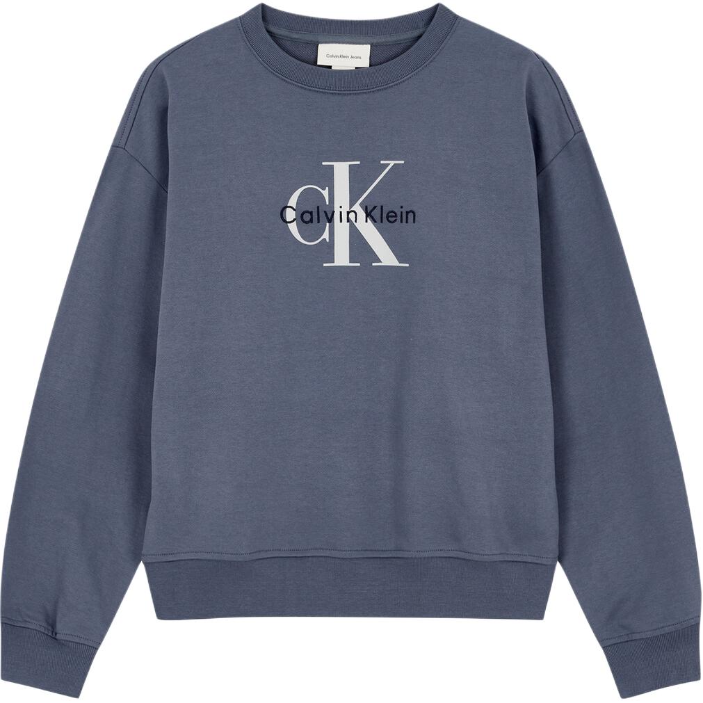 Calvin Klein Loose Logo Letter Crew Neck Long Sleeve Sweatshirt Women sweatshirt Dark-Blue 47B234G-FCG