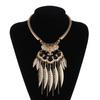 Vintage Statement Boho Necklace For Women Leaves Tassel Blue Black Red Beads Rhinestone Bohemian Necklace Party Jewelry Gift