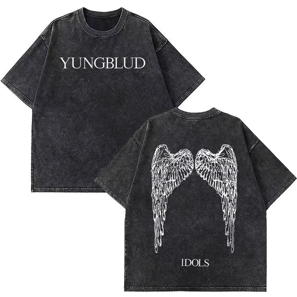Yungblud IDOLS The World Tour Merch Retro Gewaschenes T-Shirt Herren Damen Hip Hop Rock Kurzarm T-Shirts Übergroße T-Shirts
