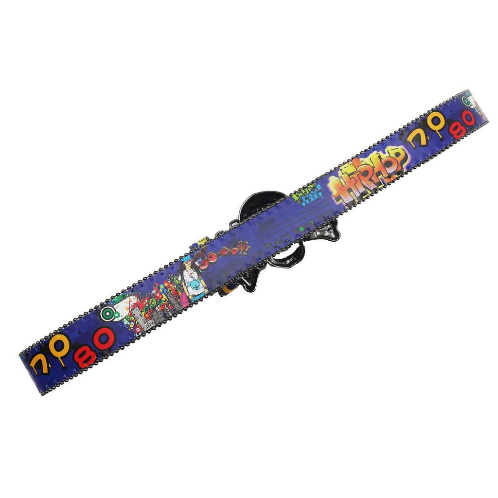 Cintura in Pelle con Teschio Graffiti e Strass: Stile Europeo e Americano Versatile