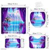 4Pcs Set Featuring Shower Curtain Set with Non-Slip Bath Mat, Toilet Lid Cover, Contour Rug & 12 Hooks, Bathroom Decor
