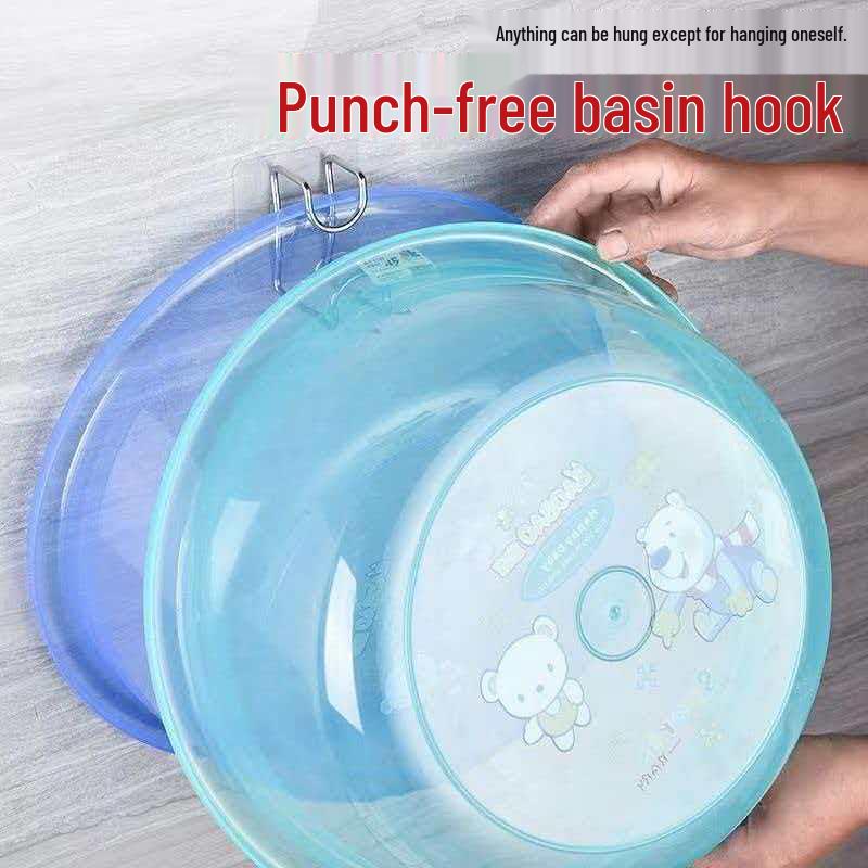 Punch-Free Wall-Mounted Washbasin Storage Hook for Bathroom & Balcony