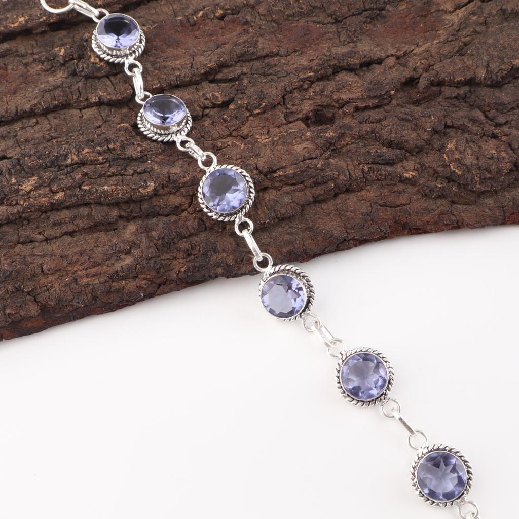 Iolite Gemstone 925 Sterling Silver Handmade Jewelry Adjustable Bracelet 7-9" RB-16-2