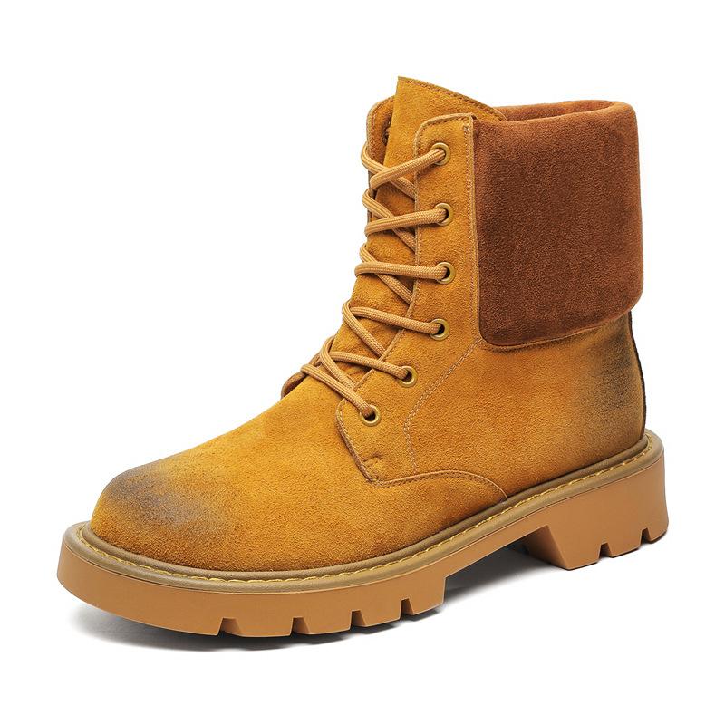 Lässige Martinsschuhe Herren High-Top kurze Stiefel hässlich süß großköpfige Retro-Workboots mit dicker Sohle britische Rhabarberstiefel 23369-J