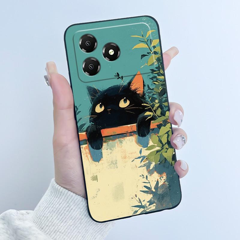 Custodia Carina a Cartoni Animati Per ZTE Blade A36 Guscio Stampato Cover Protettiva Guscio Nero in Morbido Silicone