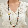 Fargerikt keramisk halskjede Boho-stil Håndlaget justerbart halskjede Enkelt vevd tau Keramisk halskjede Smykketilbehør Gaver