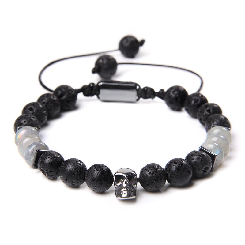 JYL TS Bracelet Men's Skull  Braided Minimalist Attracts Courage & Positive Vibe