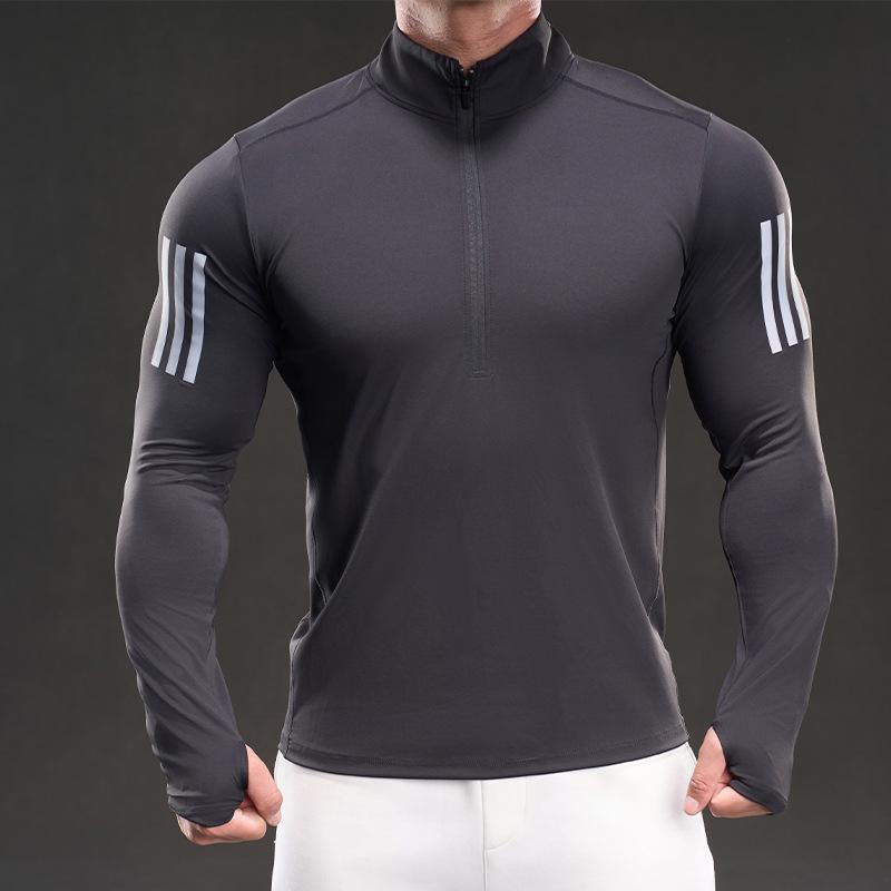 Running and Fitness Outdoor Long-sleeved Ice Silk T-shirt for Men In Spring and Autumn Domineering Muscle Style Thin T-shirt for Men