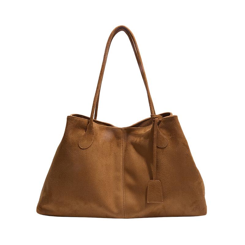 Suede retro large-capacity tote bag women's 2025 autumn/winter new high-end fashion commuter armpit shoulder bag