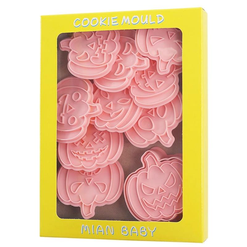 10x Cartoon Fun Biscuits Mould Set Halloween Pumpkin Cookie Cutter Stamp Plastic Biscuit Pastry Cutters Cake Decors 1