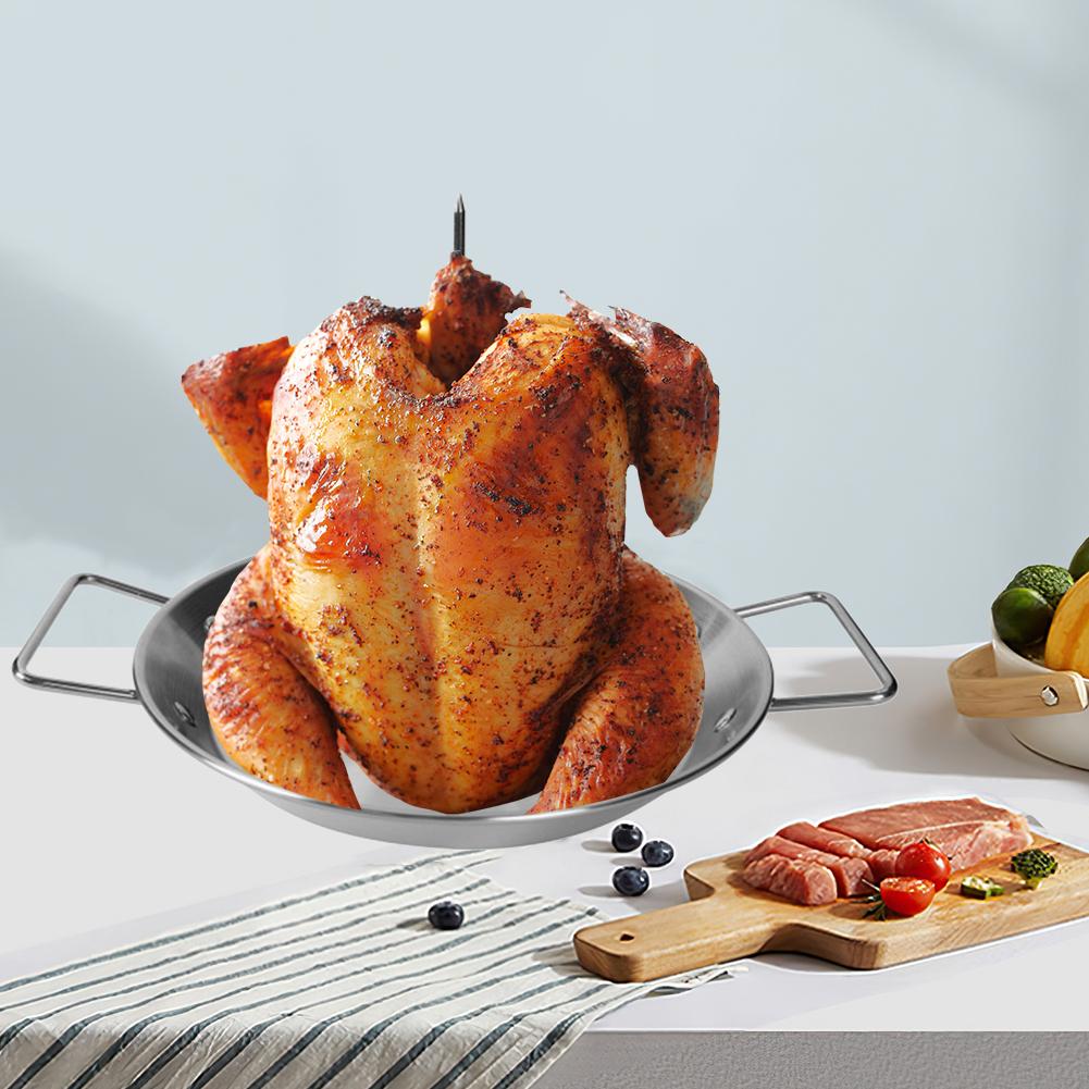 Stand Up Barbecue Skewers with Removable Spikes Stainless Steel Vertical Meat Skewer Grill for Oven Kebabs BBQ Dishes