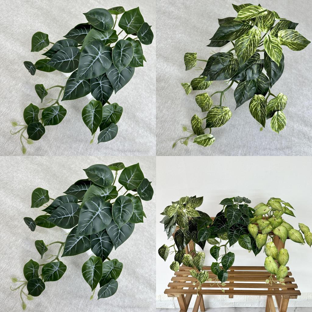 Artificial Silk Caladium Leaf Wall Hanging Vine Plant For Home Decor Wedding Props
