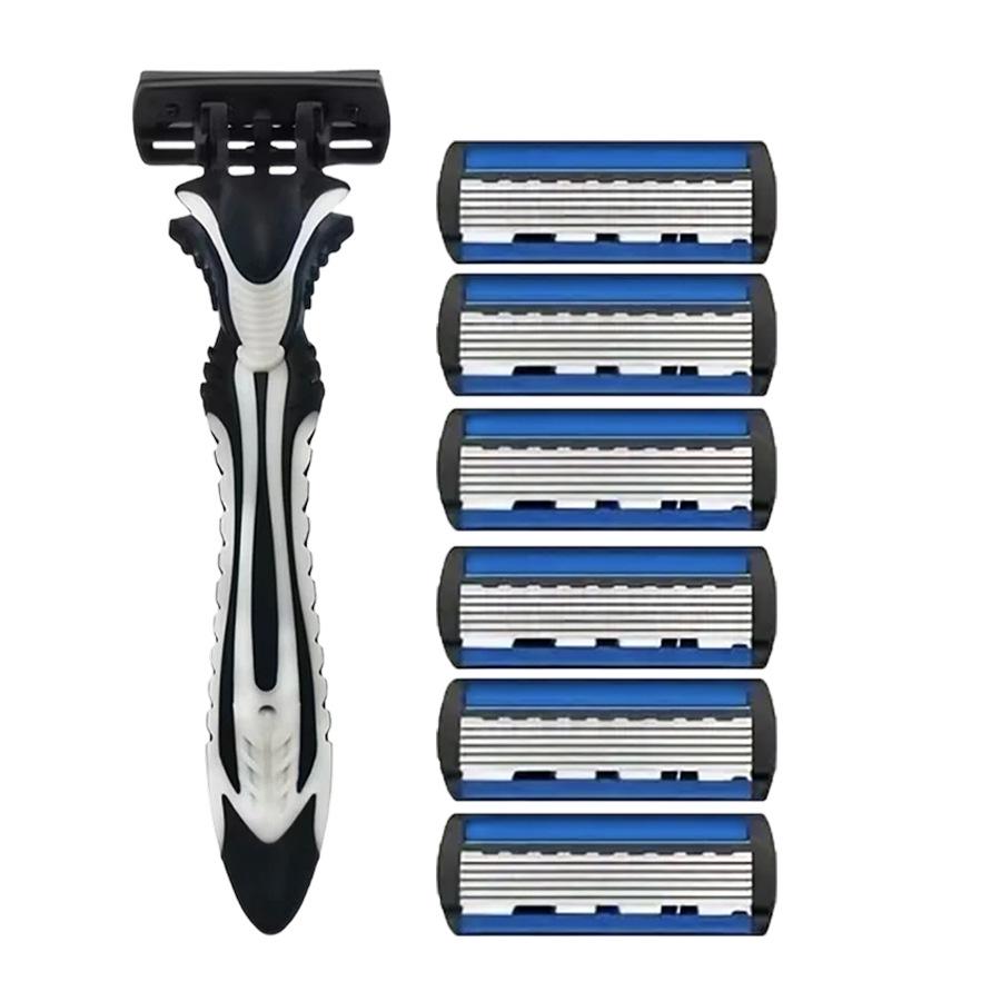 6-Layer Blade Razor Shaving Set with Non-Slip Handle
