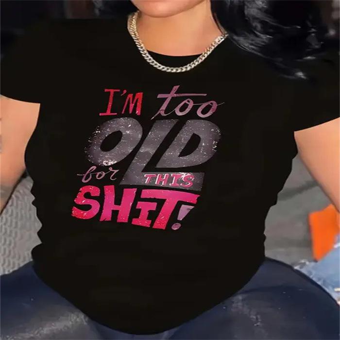 Summer Round Neck Pure Cotton Top Fashionable Casual Fashion Short Sleeved Women's Printed T-shirt