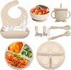 Children's Silicone Tableware Set: 8-Piece Suction Cup, Anti-Fall for Baby & Mom