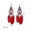 Bohemian Ethnic Feather Drop Earrings For Women Elegant Wood Beads Leaf Long Tassels Dangle Earring Girls Fashion Party Jewelry