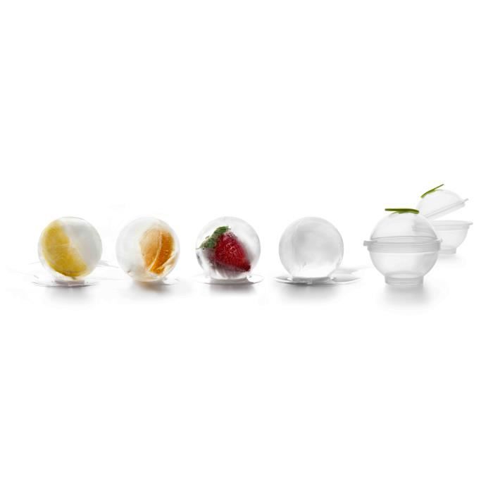 Ibili 870550 Lot de 2 Moules pour Boules de Glace Gintonic's Plastique/Silicone Taille XXL