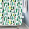 Boho Christmas Trees Shower Curtain Geometric Pattern Xmas Trees Shower Curtain Green Blue Red Merry Christmas New Year Shower