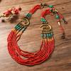 Heavy handmade beaded multi-layer necklace, retro long style Yingluo ancient Hanfu Warring States robe women's Chinese accessories