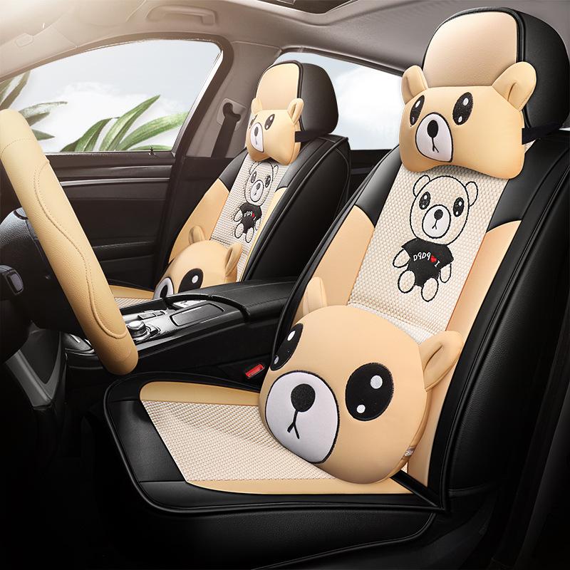 AION S Max 580 Geely L Thunder Hi Leather & Ice Silk Cartoon Car Seat Cushion - Universal, All-Season.