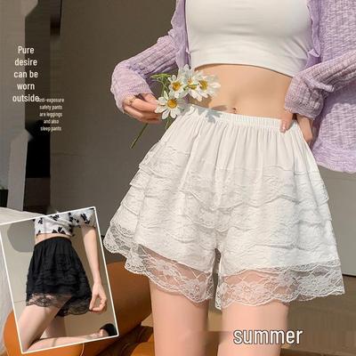 Atmungsaktive Spitzen-Sicherheitsshorts für Damen - Frühling, Anti-Exposition, Kein Hochrutschen, Lockere Passform Kürbis-Hose