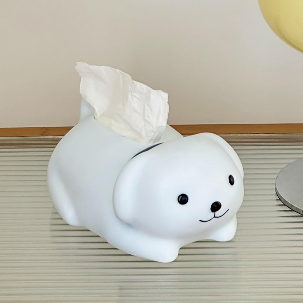 Decorative Little Dog Tissue Storage Box Figure Model Little White Dog Model Toy  Children/Kids