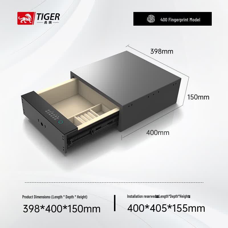 TIGER Hidden Fingerprint & Password Drawer Safe