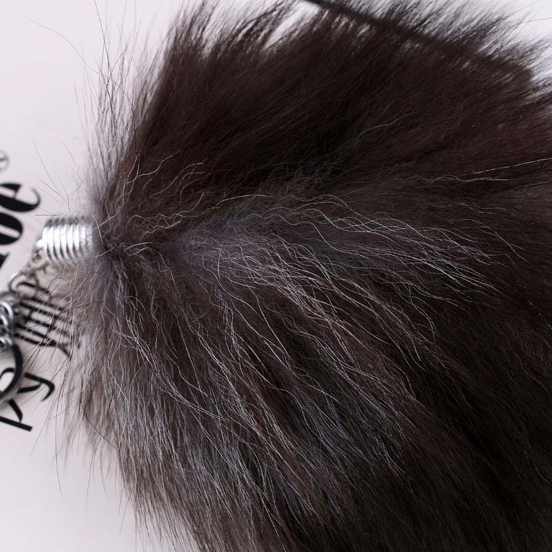 1Pc Bag Pendant Soft Keychain Large Key Ring Chain Fashion Fur Fox Tail Keyring 25CM