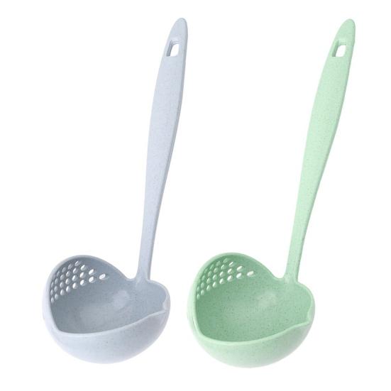 2-In-1 Long Handle Soup Ladle with Strainer Soup Spoon Essential Kitchen Tool for Cooking
