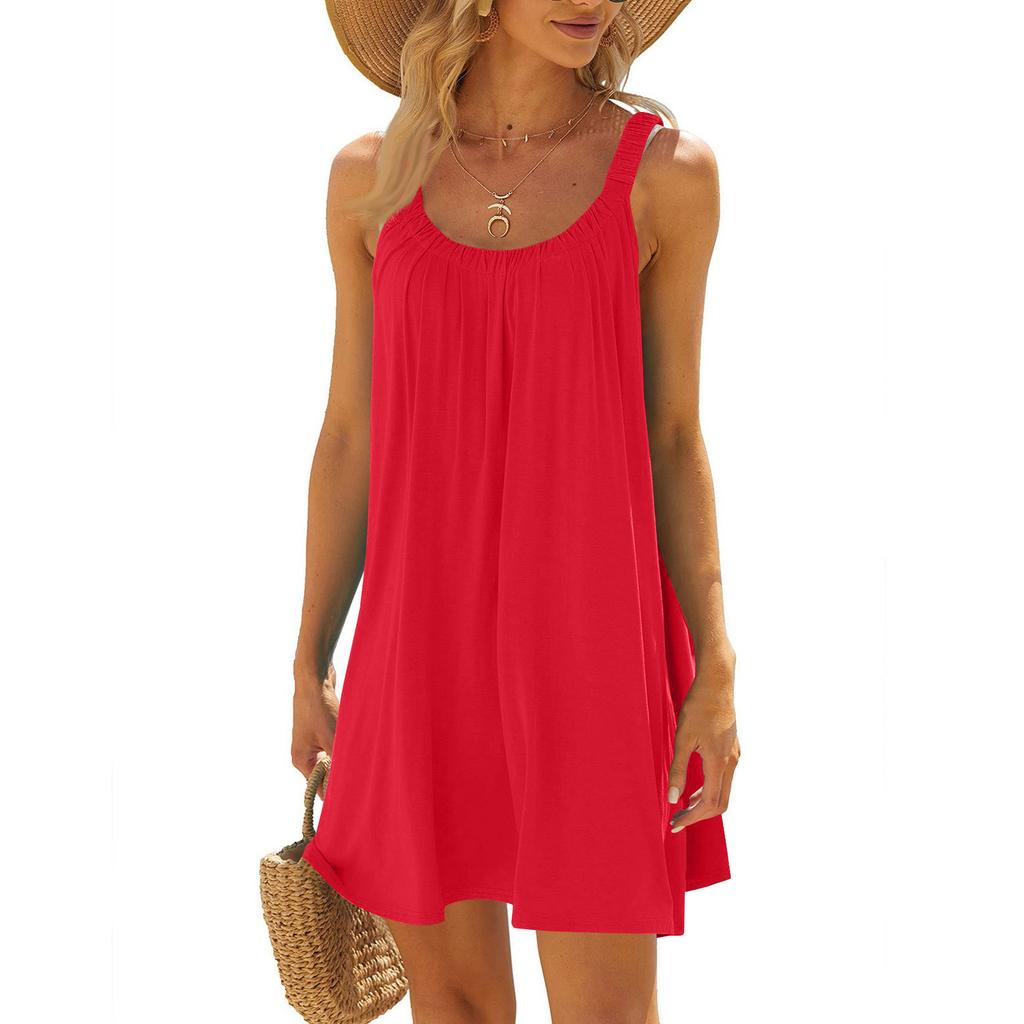 Ladies' Casual Loose Sleeveless U-neck Dress
