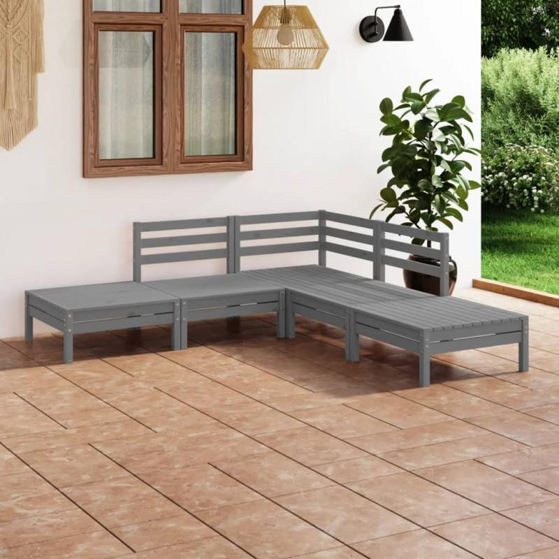 Day and Night - Day and Night Garden Furniture Set 5 Pieces Solid Gray Pine Wood