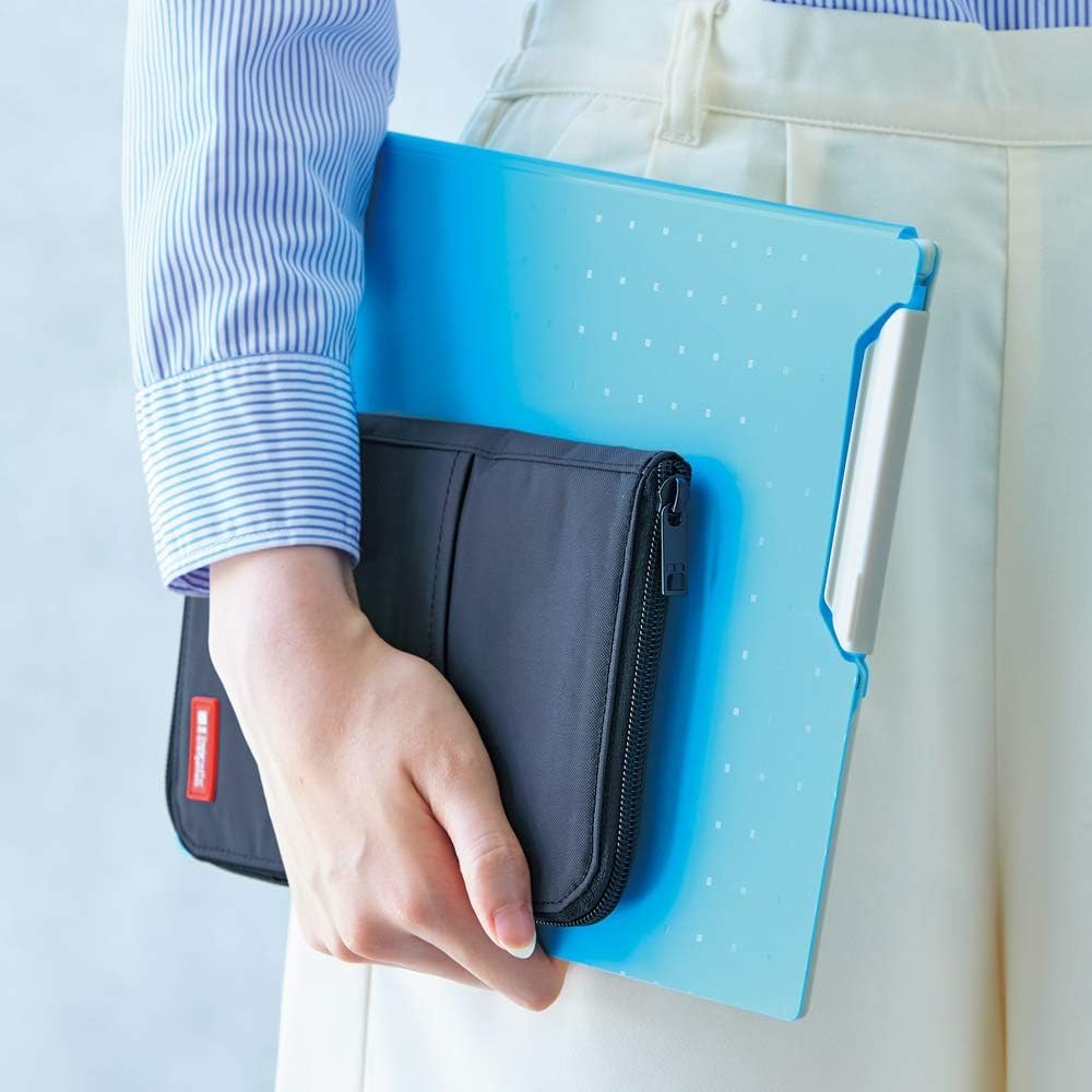 [Lihit Lab] Flat Pen Case - Black Pen Holder, Slim and Stylish