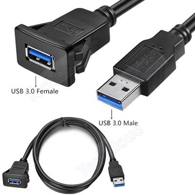 USB 3.0 Flush Mount USB Dock Adapter Dashboard Pan Port Extension Cable For Car Motorcycle DropshipUSB Square Hole Panel Cable