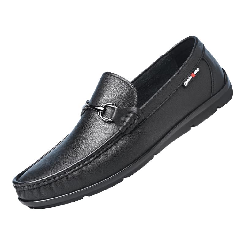 Men s Breathable Leather Loafers 41 чёрный