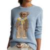 Polo Ralph Lauren SS24 Bear Embroidered Crew Neck Loose Fit Knit Sweater Women sweater Blue WMPOSWENC020874-450