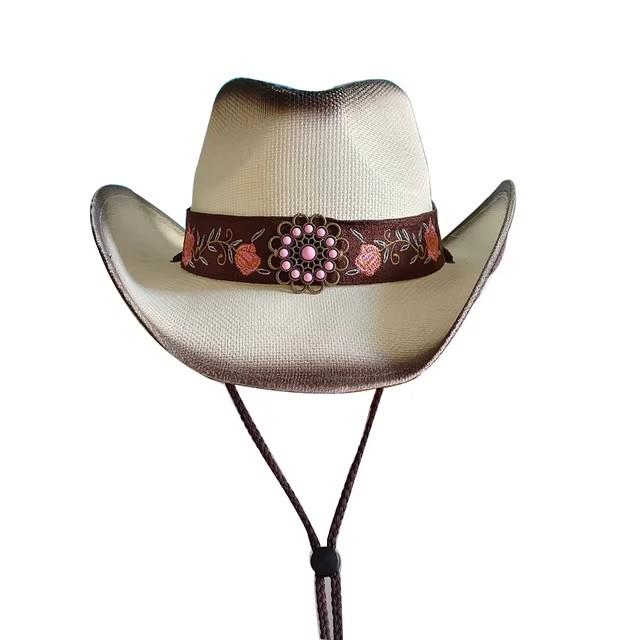 Cowboyhoed mode uitgesneden western cowboy handgeweven harde zomer saffier accessoires neutraal Cowboyhoed zonnehoed sombrero koe