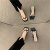 Thick Heel Toe Summer Cool Slippers Fairy Shoes 20255 New Simple Medium Heel with Skirt Ins Trendy Sandals