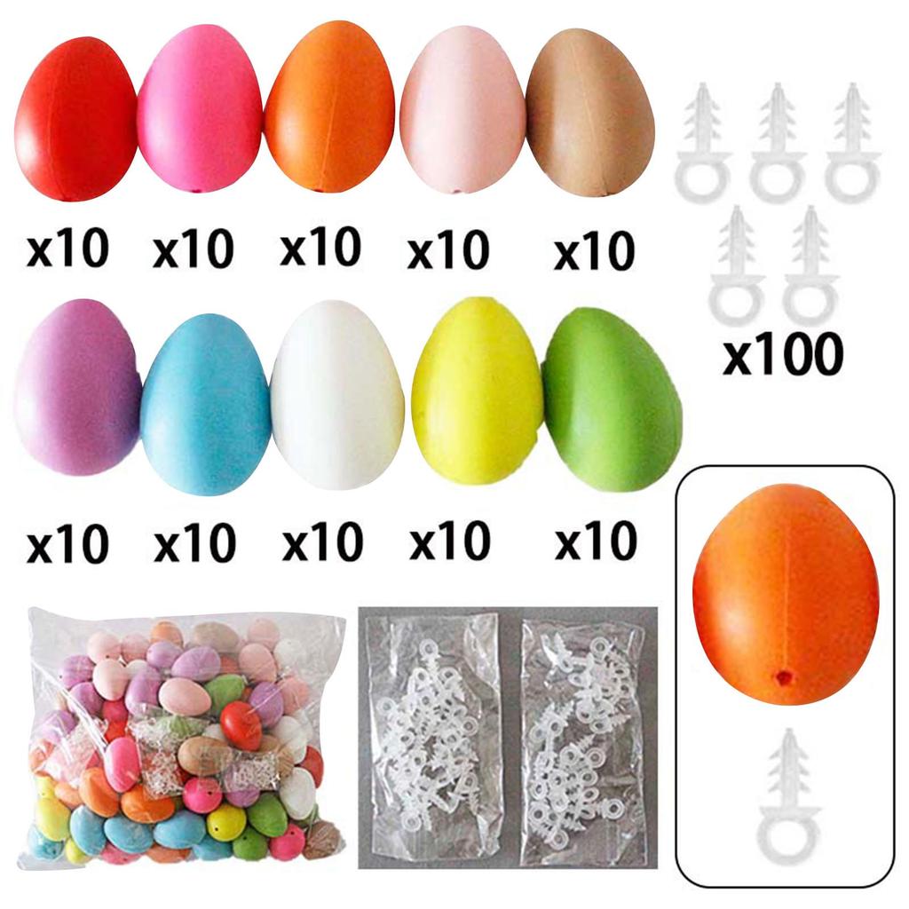 100 ks Velikonoční vajíčka Party dekorace Náplně do košíku 2,4palcové přívěsky Ozdoby na stromek
