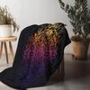 Black Mandala Pattern Fleece Blanket - Bohemian Decorative Throw Blanket - Psychedelic Rainbow Geometric Print Bed Throw Cushion