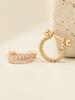 Minimalpiercing 14K Double-Row Cubic C-Shaped Inner Conch Piercing Earrings