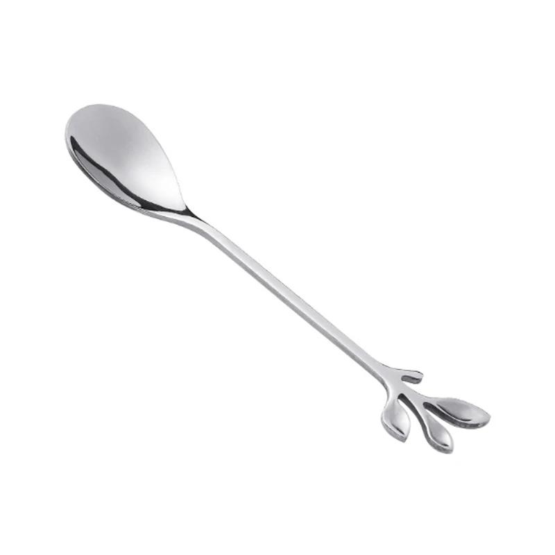 Creative Stainless Steel Leaves Spoon Fruit Fork Coffee Spoon Dessert Ice Cream Scoop Kitchen Accessories Tableware Decoration